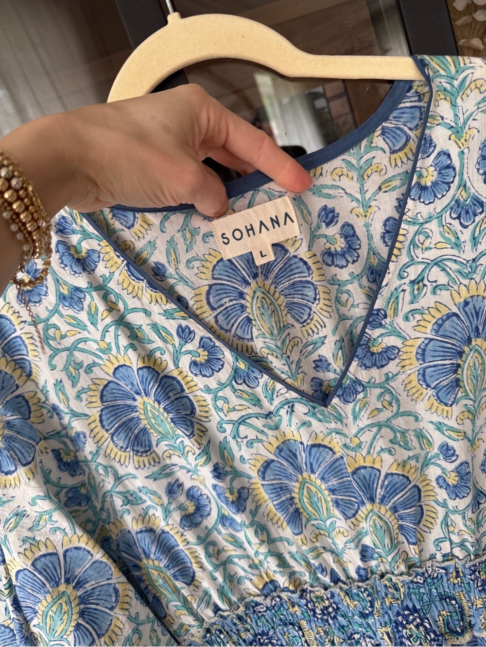 Sohana block print maxi dress cotton Zoey floral smocked tiered ruffle boho - Picture 11 of 11